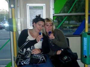 Red bull and vodka on the tram into town