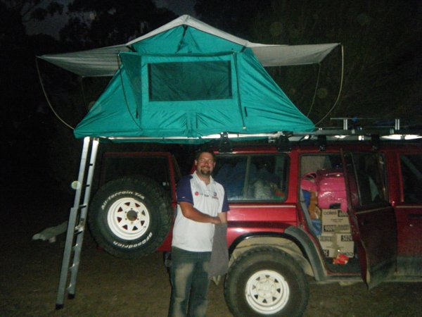 Steve all proud with his 4WD and his tent