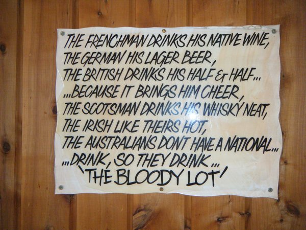 Sign hanging in the pub