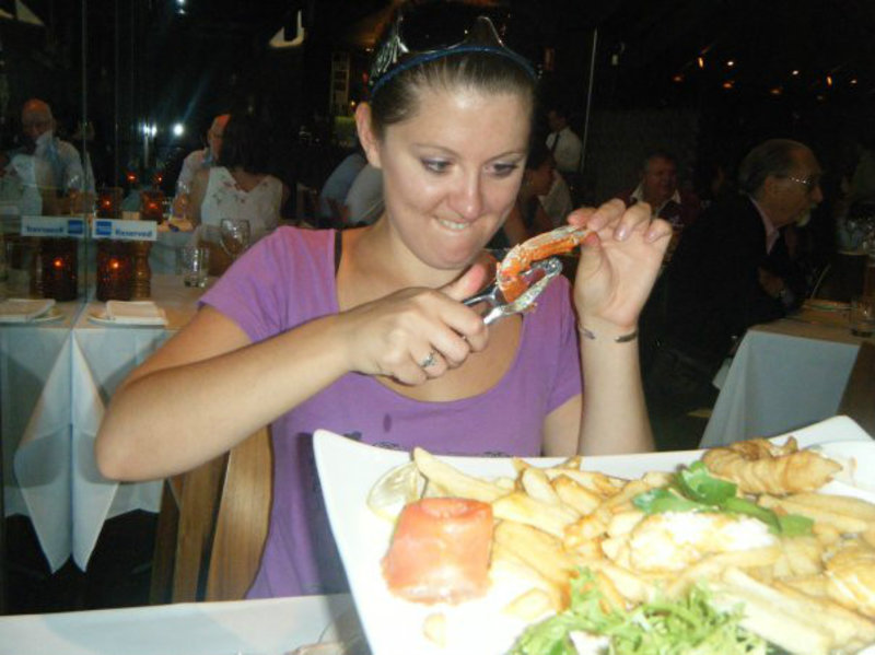 trying to crack the crab!