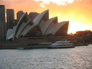 sunset over the opera house