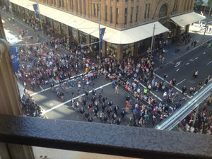 watching the end of the anzac day parade from work