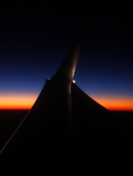 flight home sunset