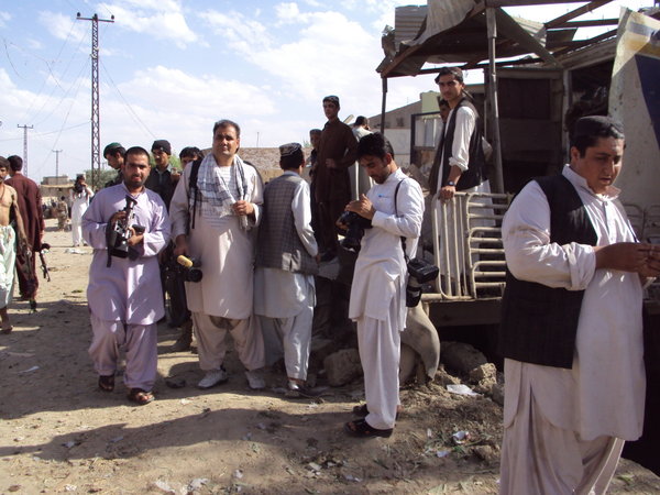 Afghan media at blast