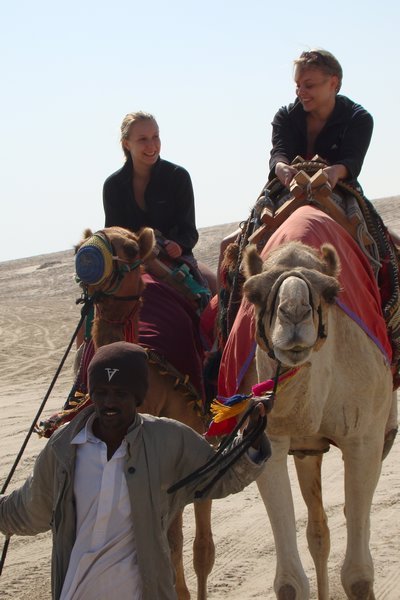 Camel ride: Gina and Magda