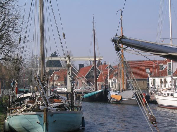 Sailboats in the canal in Edam
