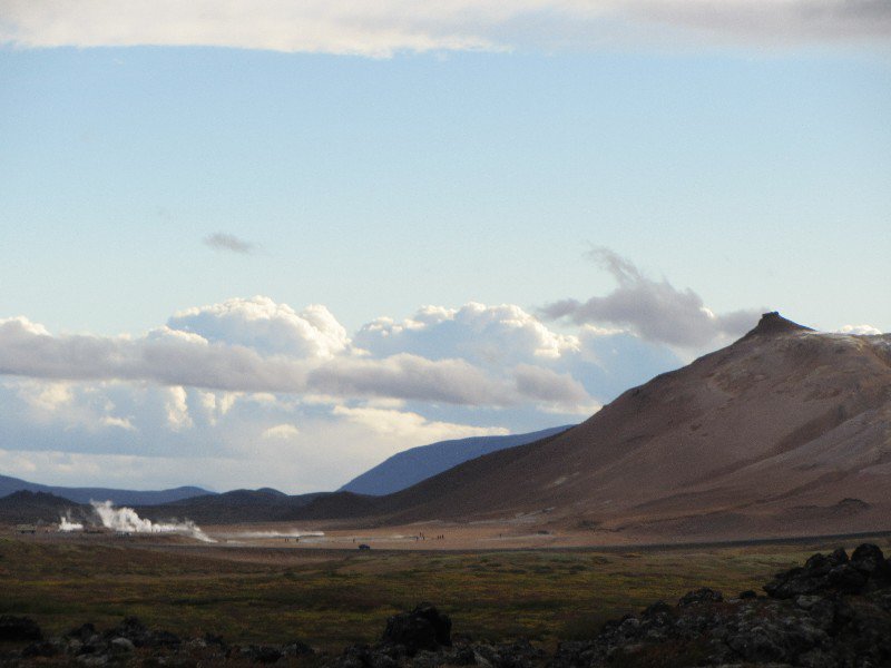 Steaming earth at Hverir with Namaskard to the right. 