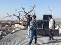 Babu's 'gang' have hauled up hired serious sound equipment for all day maximum volume techno music.... along with every other rooftop nearby