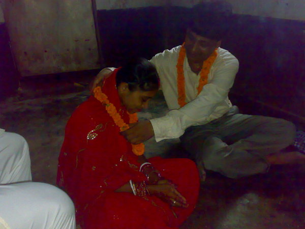 Garlands being exchanged