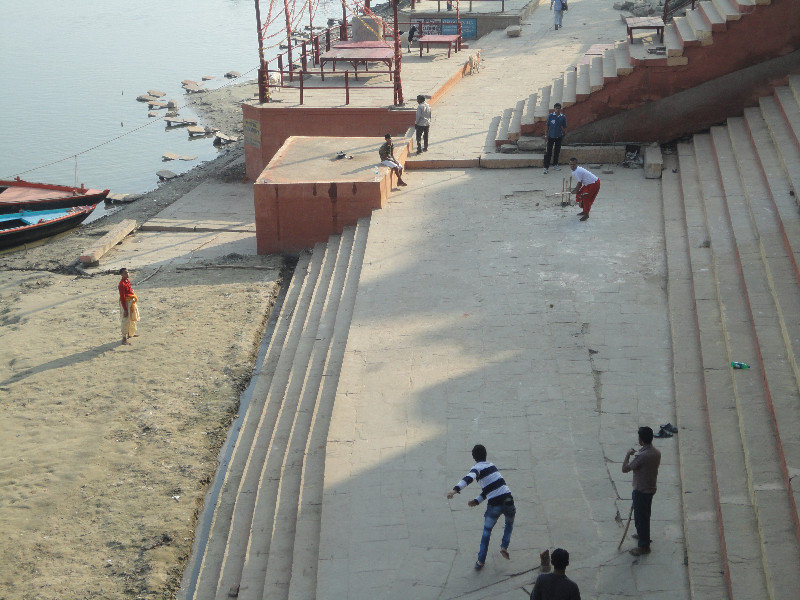 Cricket on the ghats of the Ganges at Varanasi
