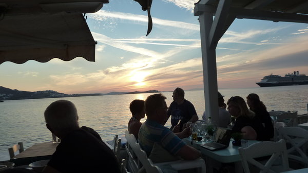 Sunset dinner at Little Venice, Mykonos