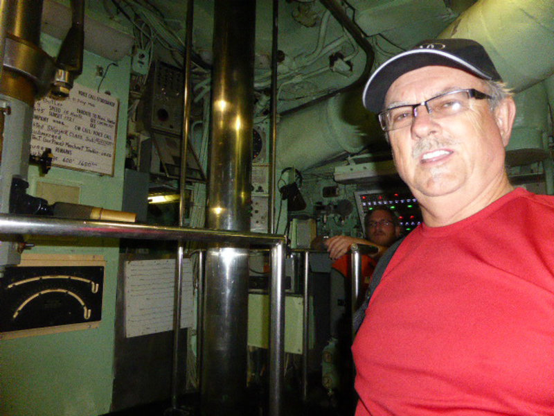 John in engine room on submarine - Growler