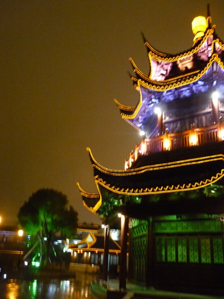 Temple at night on the canal