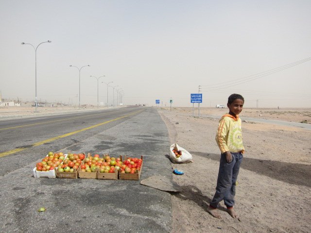 Selling tomatoes on the road 
