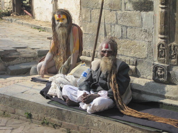 Sadhus ("holy men") at the temple