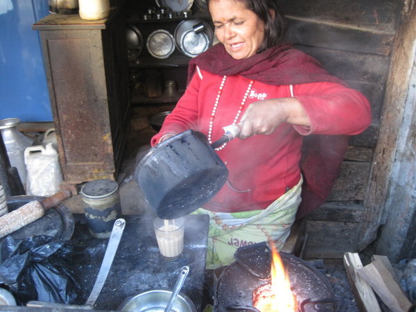 Making me a cup of chai at a roadside stall