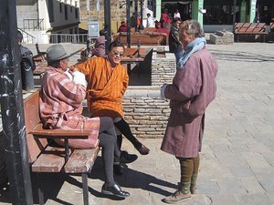 Men in main square of Thimphu