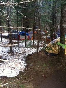 Still snow on the ground at Gifford Pinchot National Forest in Washington State, site of 2011 Rainbow Gathering