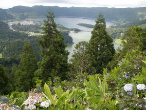 Sete Cidades, breathtaking  viewpoint of twin lakes 
