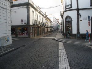 The quiet streets of Punta Delgada, where everything starts late and closes early