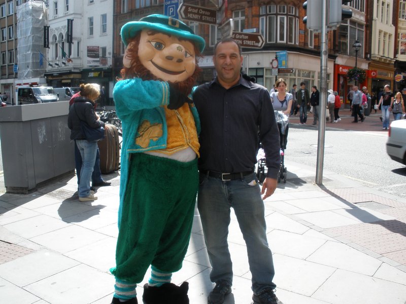 With a giant leprechaun in downtown Dublin - pure tourist trap