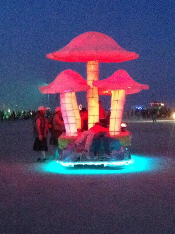 Neon mushrooms art car