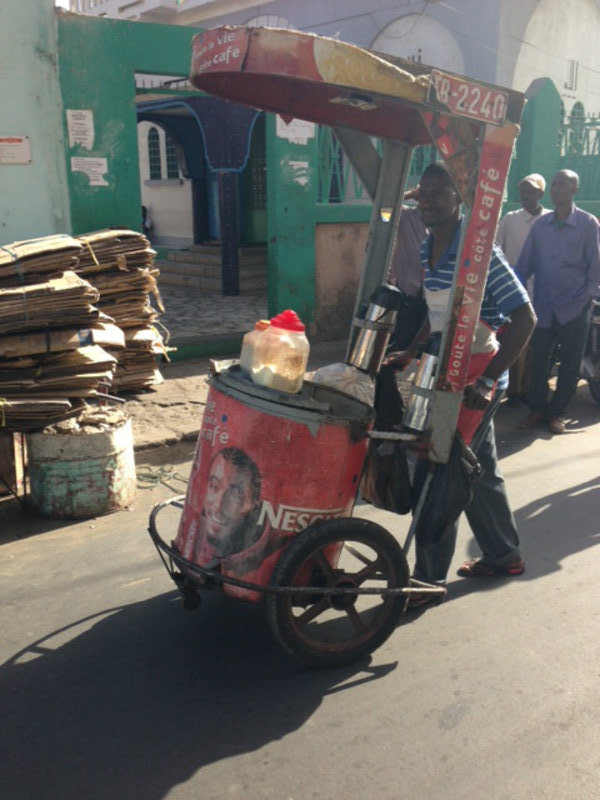 Mobile coffee vendor in Dakar