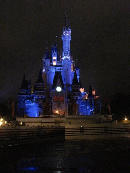 A night shot of the castle