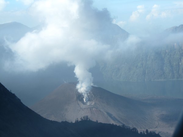 A smoking volcano