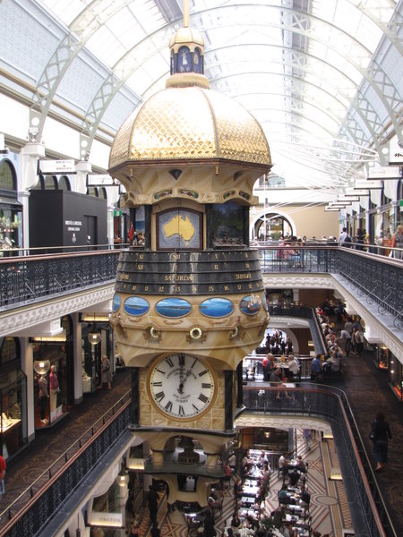 One of the clocks in the Queen Victoria Building