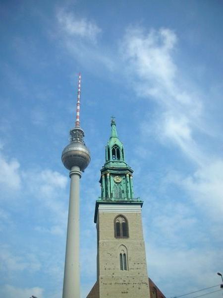 Church Tower and Das Fernsehturm (TV Tower)