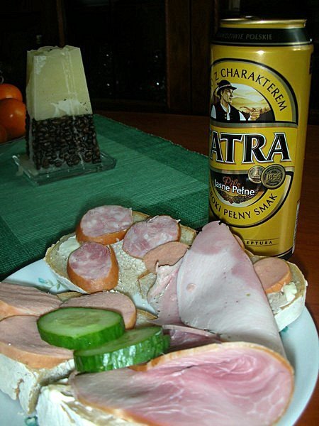 Meat Selection and Polish beer. Blachownia, Poland
