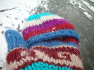 My cool mittens with snow on them