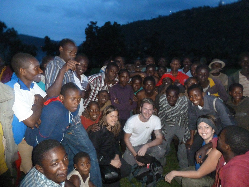 Drew, Hannah and I with the Kabale footballers in 2012