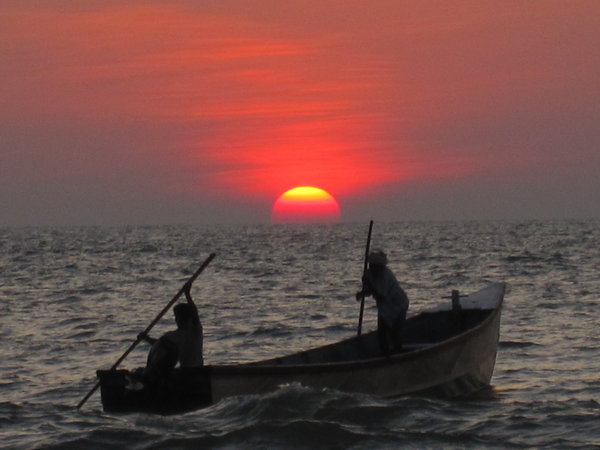 Sunset fishermen at Kudle Beach