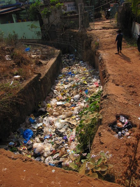 Plastic river in Anjuna