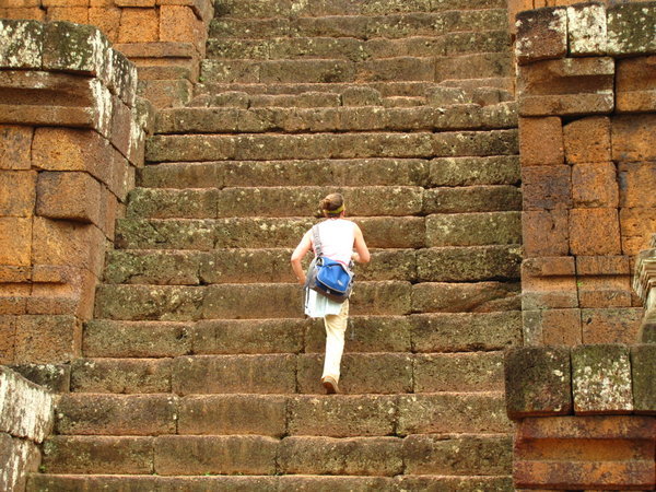 climbing the steps of Pre Rup