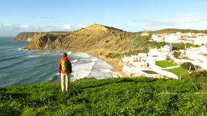 looking back on Burgau on the hike to Luz