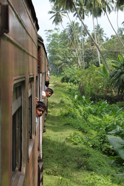 Hanging out of the trains down to Mirissa