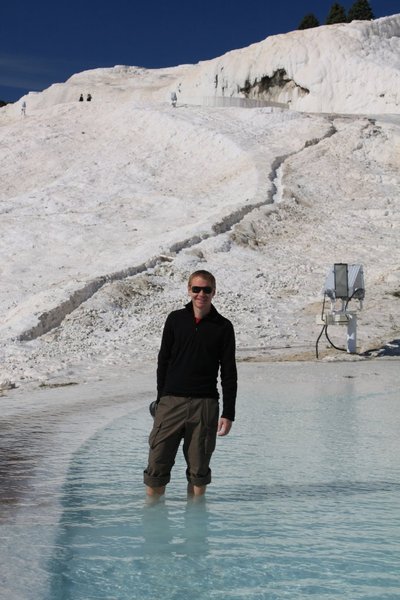 Matt standing in the warm pool at Pamukkale
