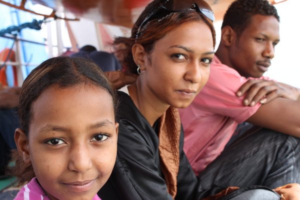 These girls took me around the ferry and introduced me to their friends and family
