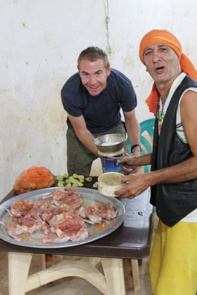 Carlos and Matt preparing dinner in Wadi Halfa
