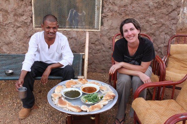 Mohammed and Birgit with dinner