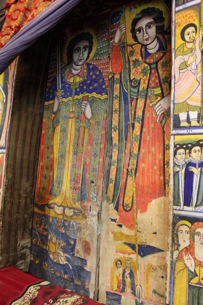 Paintings inside the old church of St Mary of Zion, Aksum