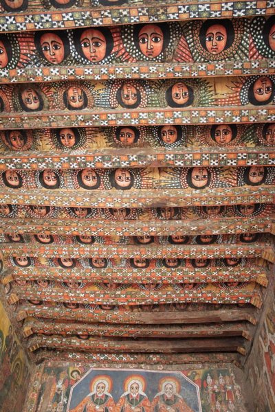 The ceiling of cherubs inside the Debre Berhan Selassie Church, Gonder