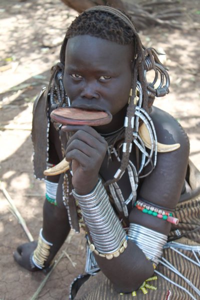 A Mursi woman with one of the largest lip plates