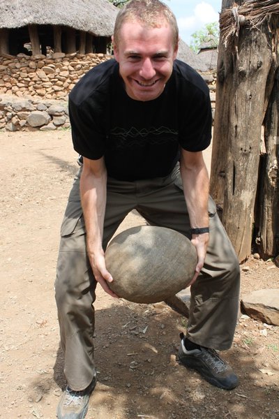 Lifting the maturity stone in Konso, if you can throw it over your head you are ready to marry!