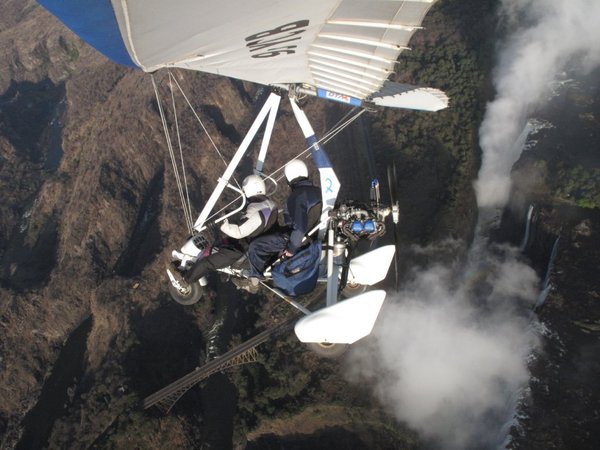 Looking over Victoria Falls from the microlight