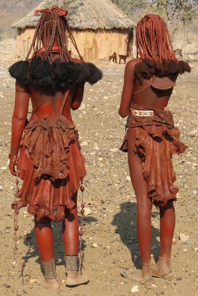 Young Himba women with hair extensions
