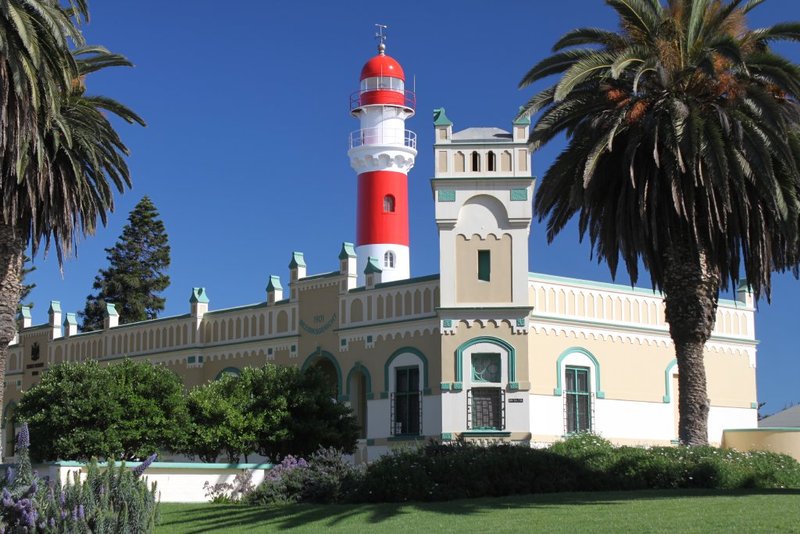 The lighthouse and Kaiserliches Bezirksgericht (the official Swakopmund residence of the president